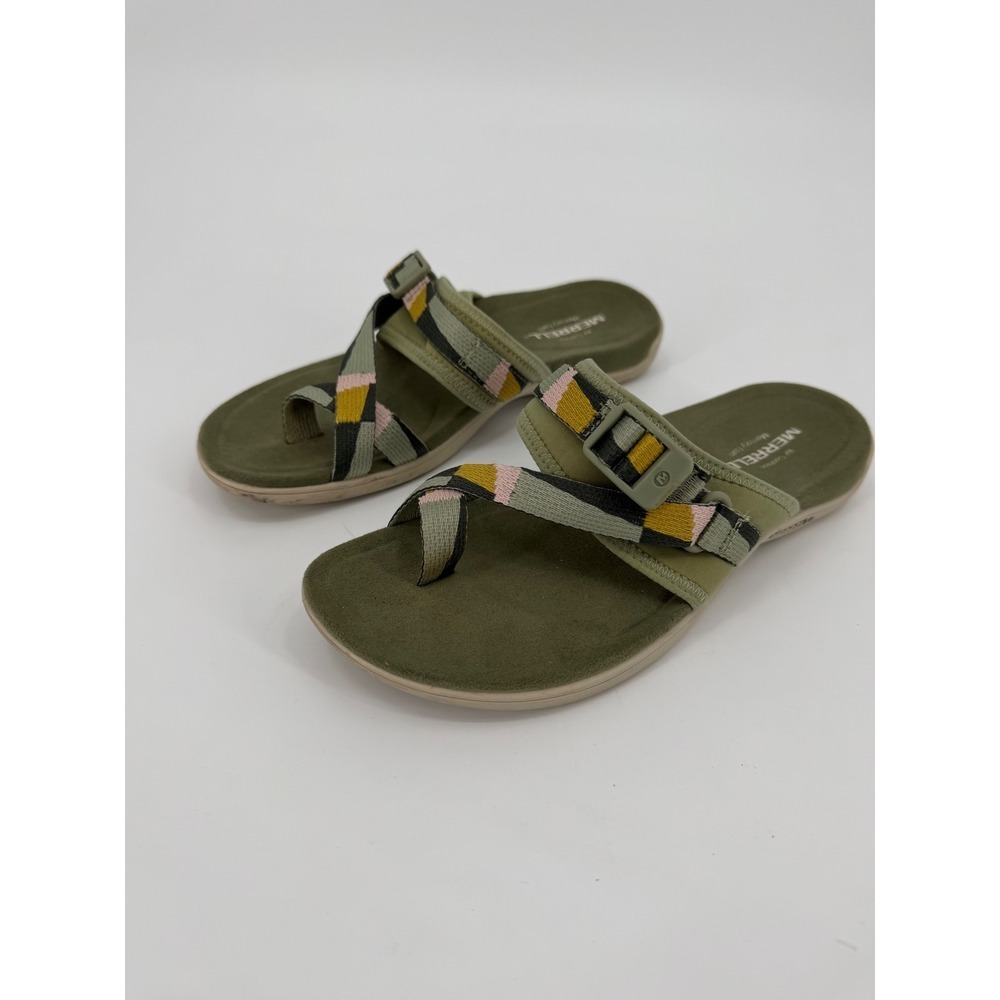 Merrell District Mendi Tea Green Memory Foam Slide Sandals Womens 6